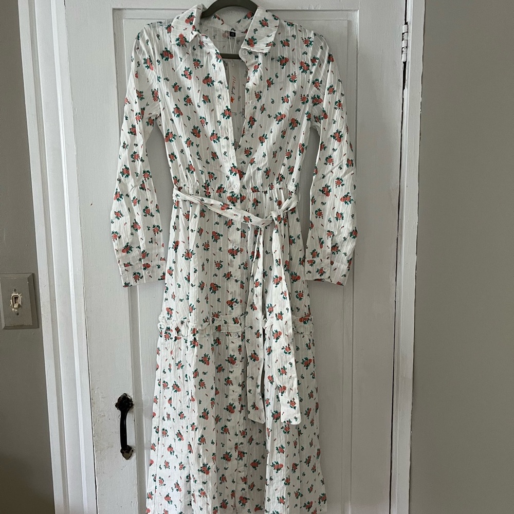 NWT White Floral Shirt Dress